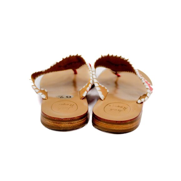 Jack Rogers Womens Shoes Blair Sandals  Coral White Leather Slide | Flats VGUC - Picture 4 of 8